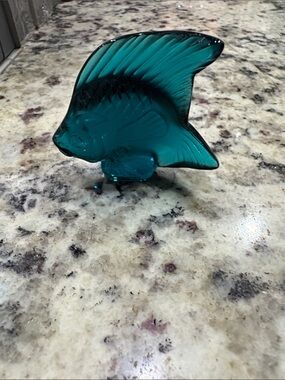 Lalique Turquiose Crystal Angelfish Figurine